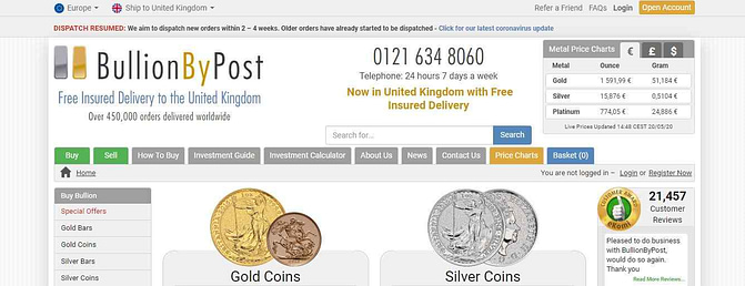 Bullion By Post Review website