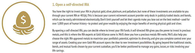What is Gold Alliance Capital Opening an account step 1