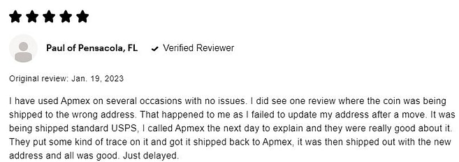Is APMEX A Scam good review 2