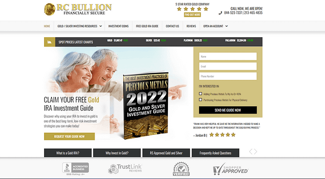 rc bullion website page