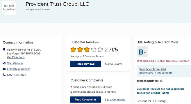 Is Provident Trust Group A Scam BBB Review 2023