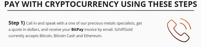Schiff Gold Review cryptocurrency payment step 1