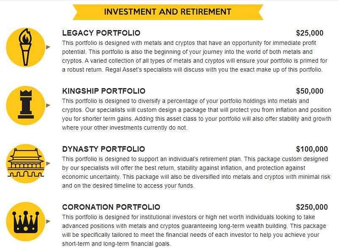 Regal Assets Review Investment and Retirement Packages